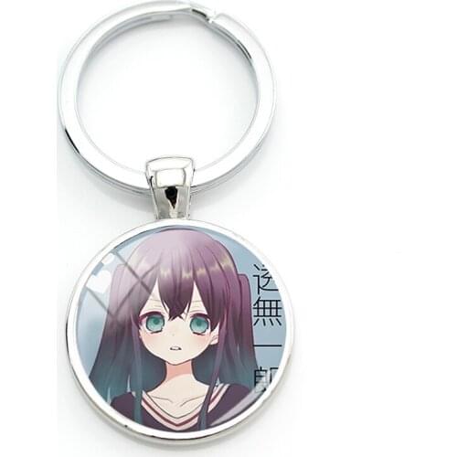 TAFREE Cartoon Demon Slayer 25mm Round Glass Key Ring Japan Anime The Blade Of Ghost Girls Boys Fashion Keyholders
