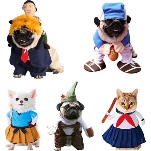 Halloween Dog Cat Costumes Funny Pet Clothes Dog Cosplay Costume Sets Novelty Clothing For Small Medium Dogs Bulldog Pug