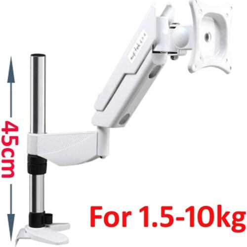 LCD-TS1M white 17-27" grommet clamp base LCD LED Monitor desktop Holder Arm Gas Spring Full Motion TV Mount Loading 1.5-10 kgs