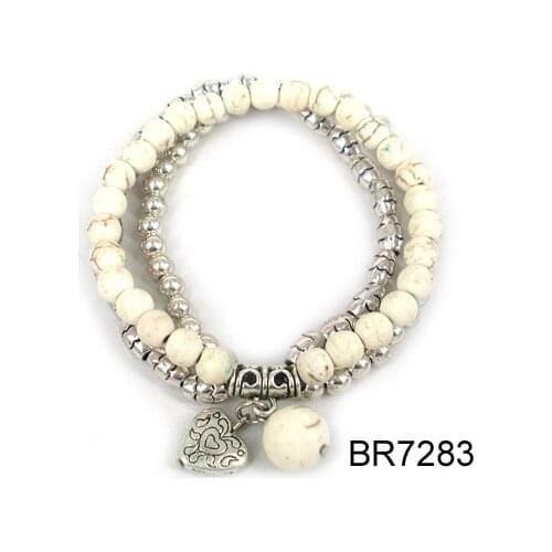 Fashion Bracelet semi precious stone bracelet with pipe beads 3 string bracelet