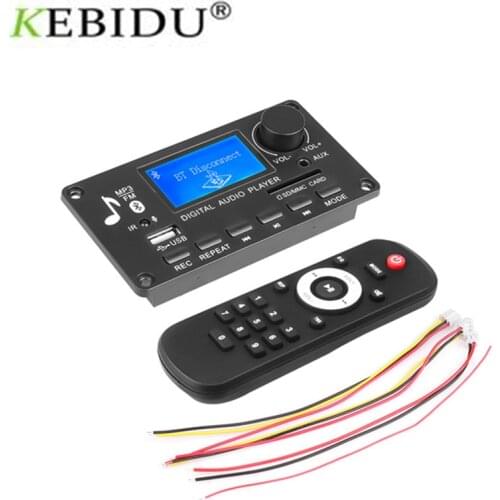 Kebidu Bluetooth 5.0 receiver car kit MP3 player decoder board color screen FM radio TF support call recording AUX audio for Iph