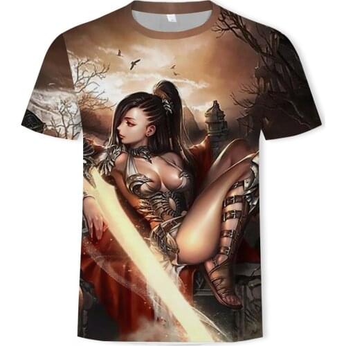 Summer New 3D Sexy Beauty T-Shirt Mens Casual Round Neck Short-Sleeved Street Tattoo Girl Anime Fashion Hip-Hop Brand T Shirt
