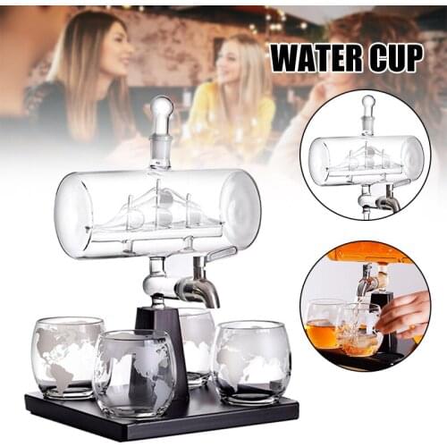 New Whisky Decanter Set Glass Whiskey Container Set Creatives Sailing Shape with 4 Cup стаканы Barware