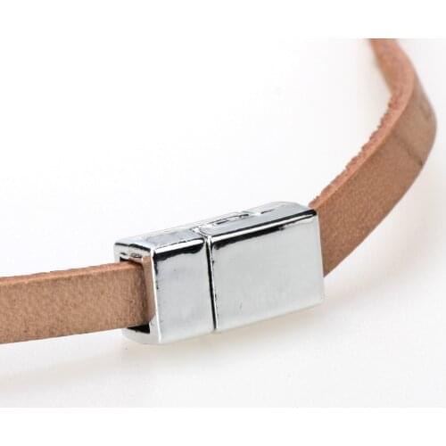 OlingArt 16*8mm 3pcs/lot Magnetic Clasp Plated Rhodium DIY 6*3MM leather cord necklace/bracelet Jewelry making