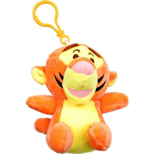 Disney Original Plush Toy Keychains Winnie Donkey Piglet Stitch Tiger Small Pendant Bag Keyring