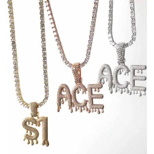 Water drop letter Pendant Necklace