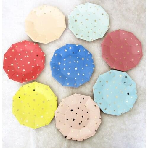 Pentacle Decagonal Paper Party Plates Cups Napking For Picnics Disposable Cutlery Tableware