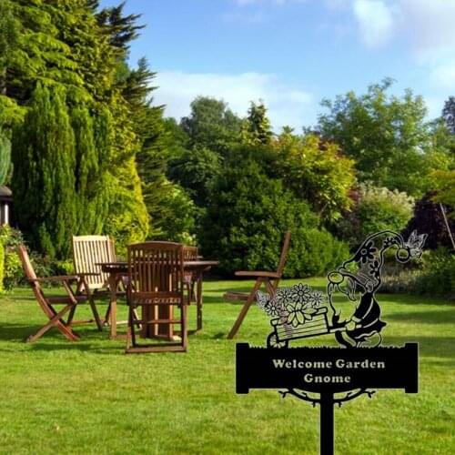 Christmas Santa Gnome Garden Stake Metal Art Silhouette Sign Outdoor Decorations for Garden Patio Yard Lawn Walkway