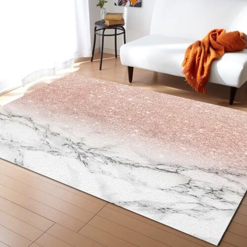 Rose Gold Pink White Marble Carpet for Living Room Kids Bedroom Bedside Rugs Soft Carpets Home Sofa Table Decor Mat