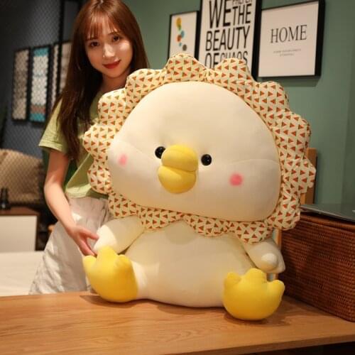 Cute Cotton Goose Stuffed Toys Sun Flower Fat Goose Animal Baby Accompanying Dolls Plush Comfort Dolls Soft Pillow Home Decor