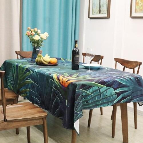 Tropical Palm Leaves Tablecloth Modern Oilproof Waterproof Table Cloth Rectangular Wedding Kitchen Dining Table Cover Home Decor