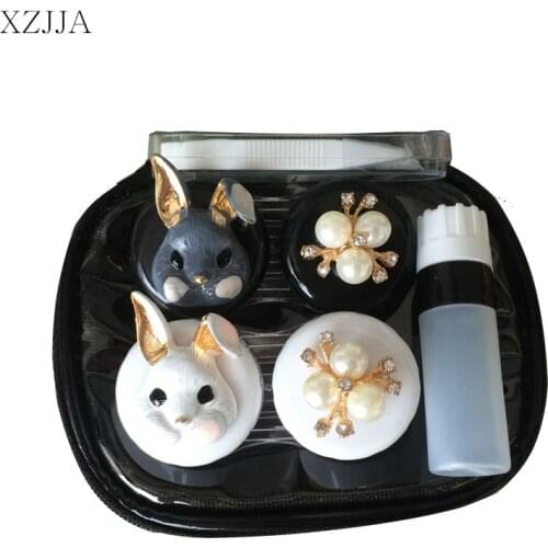 XZJJA 2017 Women Contact Lenses Storage Box Cartoon Rabbit Contact lens Box Eyes Care Kit Holder Travel Washer Cleaner Container