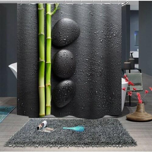 Custom Made Shower Curtain Bathroom Curtain Partition 1.5 x 1.8m 1.8 x 1.8m 1.8 x 2m Cobblestone Banboo