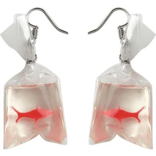 Water Bag Goldfish Stud Earring For Women 2021 Funny Shape Womans Earrings Created Ins Fashion Jewelry Female Charm Accessories