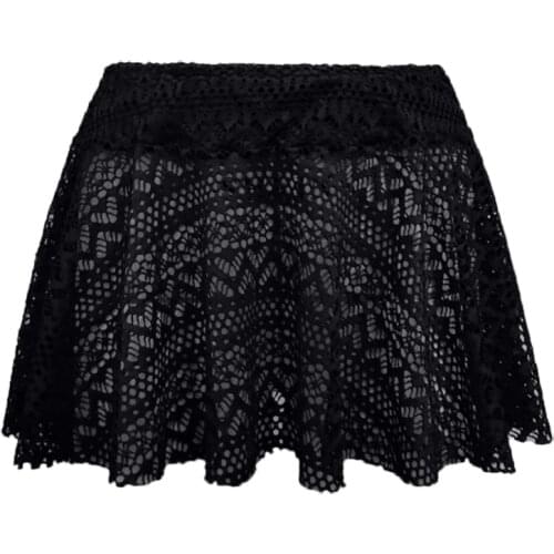 Womens Lace Crochet Skirted Bikini Bottom Swimsuit Short Skort Swim Skirt Swimming Trunks Swimsuit Summer Wear