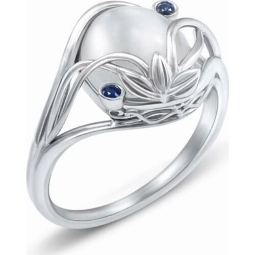 CAOSHI Exquisite Leaf Wind Grey Artificial Opals Finger Rings for Women Noble Anniversary Party Accessories Vintage Jewelry Gift