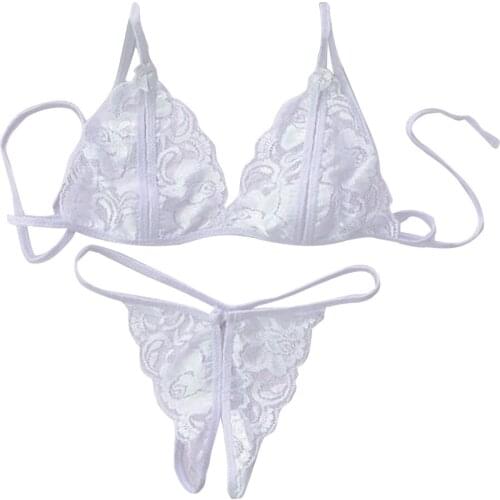 Women Lingerie Underwear Set Sexy Lace Transparent Bra G-String Cute Girly EK-New