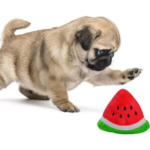1pc Watermelon Shape Bite-Resistant Pet Chew Toy Creative Cartoon Plush Dog Toy Pet Squeaky Toys Pet Supplies