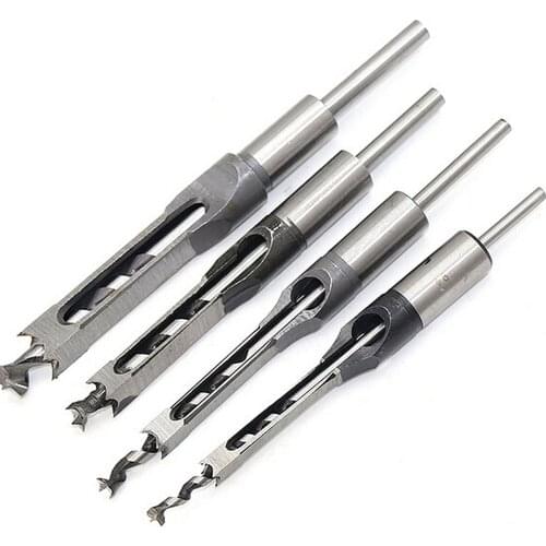 1pc HSS Square Hole Saw Mortise Chisel Wood Drill Bit With Twist Drill Multisize Drill Wood Drilling Hardware Woodworking Tool