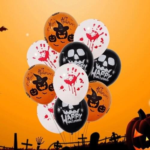 10pcs Halloween Party Decoration Helium Balloons Kids Toys Bar Party Decor Halloween Black Orange Latex Balloon Pumpkin Skeleton