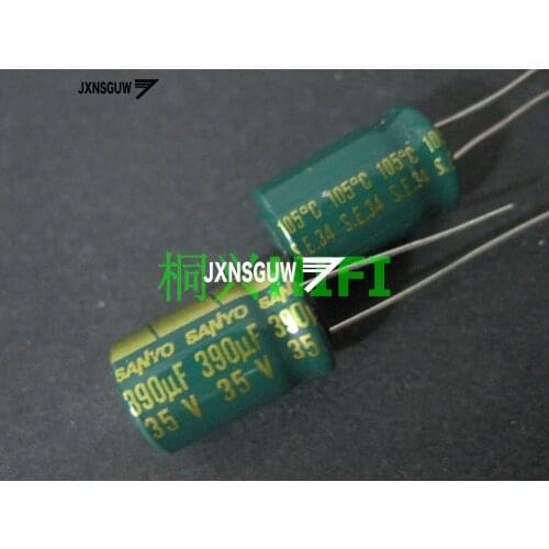 20PCS Original SANYO 35V390UF 10X16MM Green gold Aluminum electrolytic capacitors 390uF/35v 105 degrees 390UF 35V