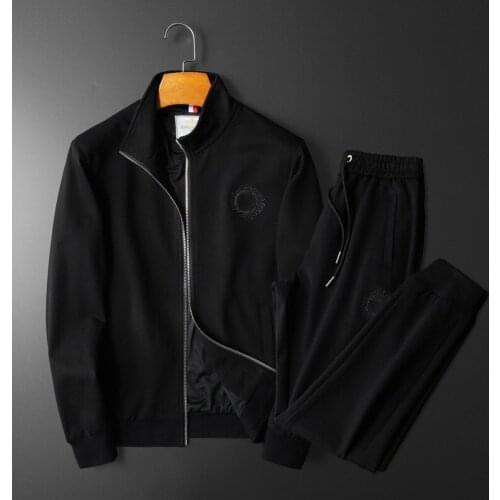 Casual cotton sports suit mens autumn and winter big-name fashion cardigan silk cover cotton two-piece large size tide