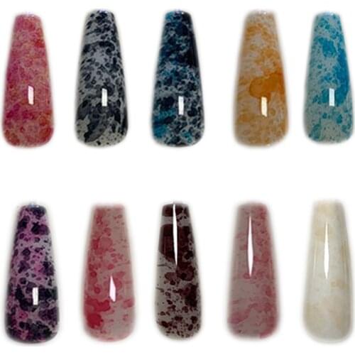 24pcs Nail tips 10 patterns Long Coffin False Nails