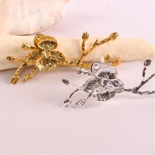 4 pieces/each set of high-end napkin ring napkin holder plum gold silver napkin ring towel ring hotel western-style table decora