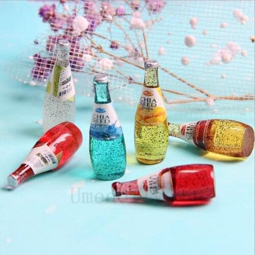 5pcs/lot Imitation Resin Mini Juice Drink Bottle DIY Dollhouse Minaiture Play Kitchen Food for Blyth Doll Toy