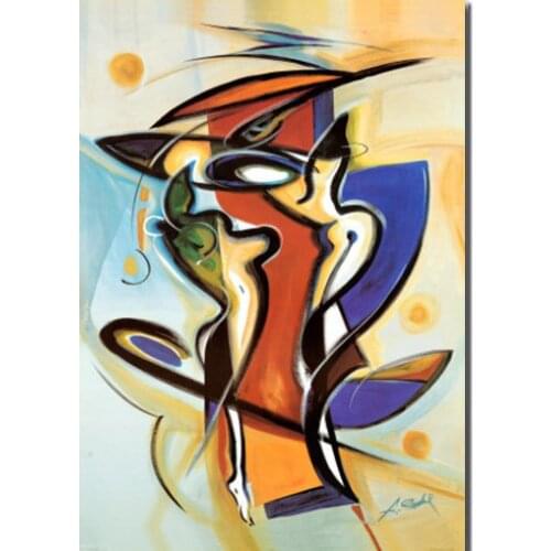 Abstract Art Wall Decor For Living Room Handmade Oil Paintings Close Harmony Gold Female Artwork Modern Canvas Pictures Bedroom