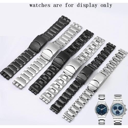 Substitute Swatch Watch Accessories Stainless Steel Strap Concave Convex Interface 17 19 23mm Mens And Womens Watch Chain