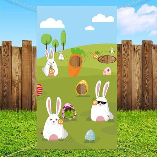 Toss Games Banner Portable Beanbag Game Flags Outdoor Throwing Carnival Games for Easter Decoration