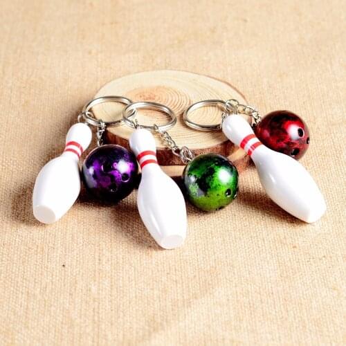 FREE SHIPPING BY DHL 100pcs/lot Metal Mini Bowling Keychains Bowling Ball Keyrings for Sports Gifts