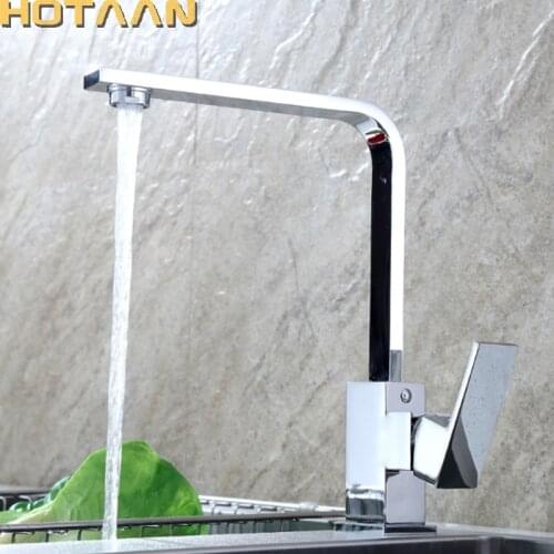Free shipping Chrome Color Kitchen Faucet Brass Sink tap ,Kitchen mixer,square swivel Kitchen Faucets, torneira YT-6016
