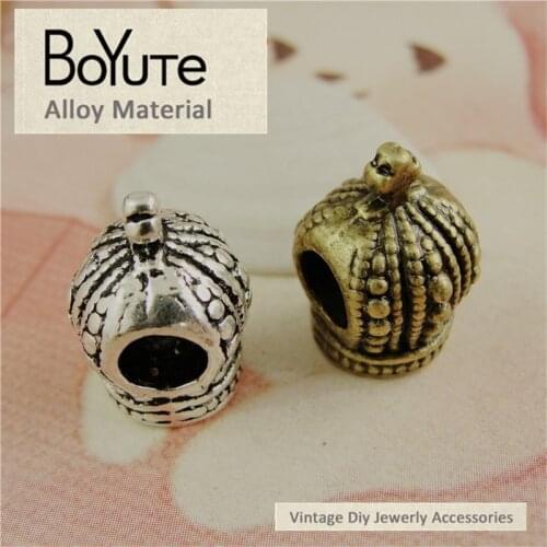 BoYuTe (50 Pieces/Lot) 15*10MM Antique Bronze Silver Plated Zinc Alloy Vintage Crown Fashion Beads Materials for Jewelry Making