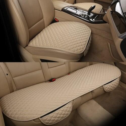 Flax Car Seat Cover With Front/Rear Choose Seat Cushion With Pocket Linen Auto Seat Pad Protector Car Accessories Anti-slip New