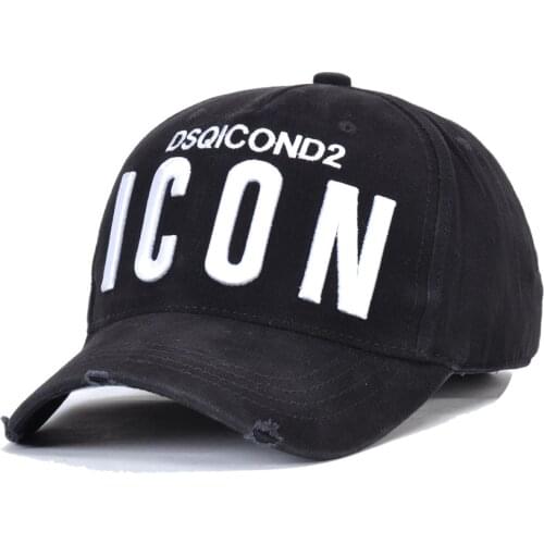DSQICOND2 Black DSQ Casquette Hats Solid Pattern Hats Letters ICON Casquette Dad Hip Hop Baseball Cap Snapback Cap for Man Woman