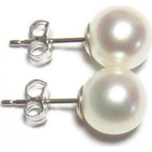 Designer new free shipping>>>>noble jewelry 9-10MM AAA PERFECT south sea white pearl earrings 14K GOLD free shipping