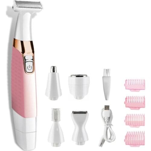 5 in 1 Nose Hair Trimmer Electric Eyebrow Shaving Removal Cutter Cordless for Women Face Body Underarms Care Repair Tool