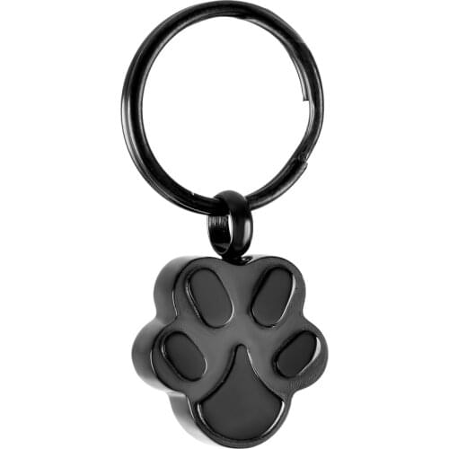 IJK2019 Never Fade Black Stainless steel Dog/Cat Paw shape keepsake urn Key Chain For Ashes cremation jewelry Key Ring