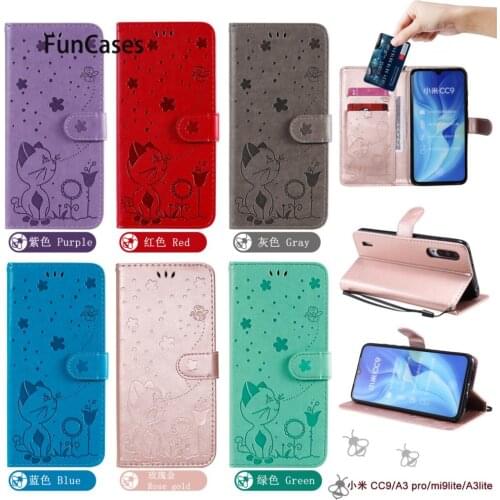 Red Smartphone Covers For Xiaomi CC9 Luminous Phone Bags Cases PU Leather Book Bag Xiaomi CC9 Casa para 9 Lite A3 Pro CC Etui