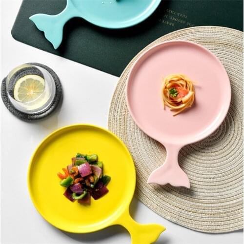 Nordic Creative Ceramic Cute Cartoon Fish Tail Dinner Plate Dessert Dumpling Plate Pasta Dish Porcelain Cake Tray Tableware