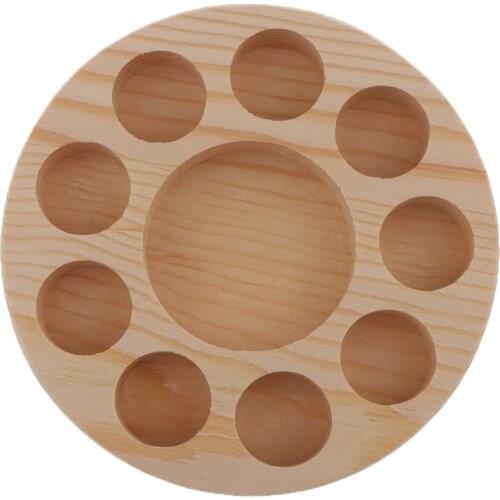 Round Wood Rack Organizer Holder Bottle Display Cosmetic Makeup Tray Shelf