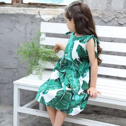 Girls Summer Dress Sleeveless Sling Print Cotton Princess Dress Toddler Girl Clothes Kids Dresses For Girls Clothing Robe Fille