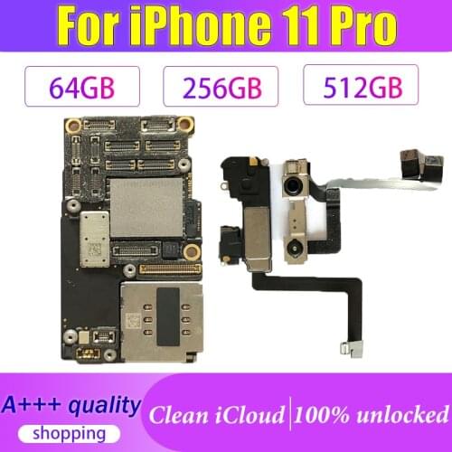 Clean iCloud For iPhone 11 PRO motherboard For iPhone 11 PRO Full Unlocked Logic Board With / NO Face ID Camera LTE 4G MB LBS