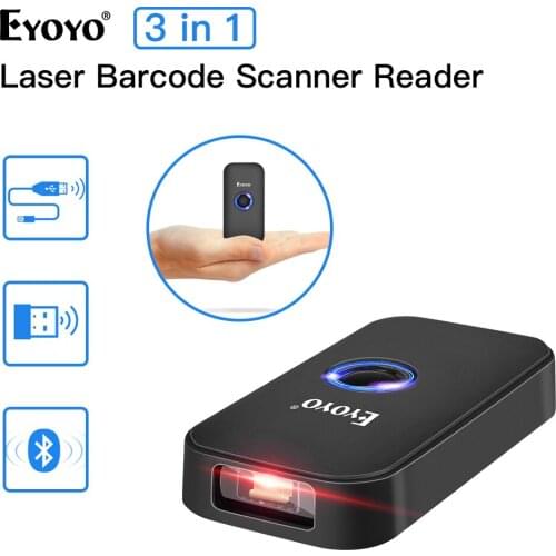 Eyoyo Mini Laser Barcode Scanner 3-in-1 Bluetooth USB Wired&Wireless 1D Bar Code Reader for Windows Mac Android iOS Tablet PC