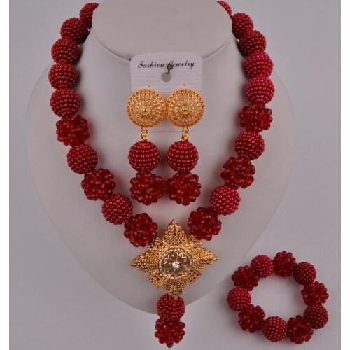 Fashion nigerian necklace wine african jewelry set wedding bridal jewelry sets FZZ103-03