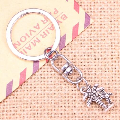 New Fashion Keychain 18x13mm palm tree coconut Pendants DIY Men Jewelry Car Key Chain Ring Holder Souvenir For Gift