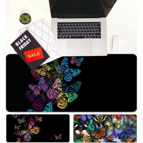 Butterfly Pattern Extra Large Mouse Pad Big Computer Gaming Mousepad Anti-slip Natural Rubber with Locking Edge Gaming Mouse Mat