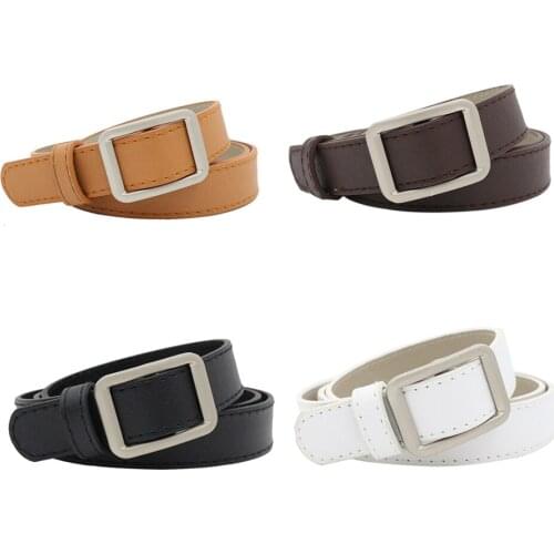 Belt Vintage Women Metal Leather Round Buckle Waist Belt Fashion Boho Waistband Female Mens Fashion Solid Color Pants PU Belt